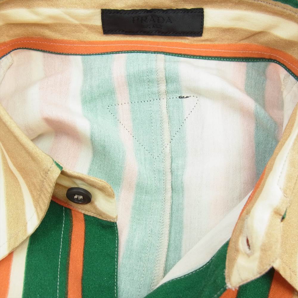 PRADA プラダ 22SS SC567_10EN_F077U_S_221 国内正規品 エメラルドグリーン プリント コットン ショート ジャンプスーツ オレンジ系 グリーン系 ベージュ系 M【中古】