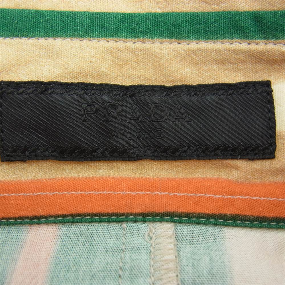 PRADA プラダ 22SS SC567_10EN_F077U_S_221 国内正規品 エメラルドグリーン プリント コットン ショート ジャンプスーツ オレンジ系 グリーン系 ベージュ系 M【中古】