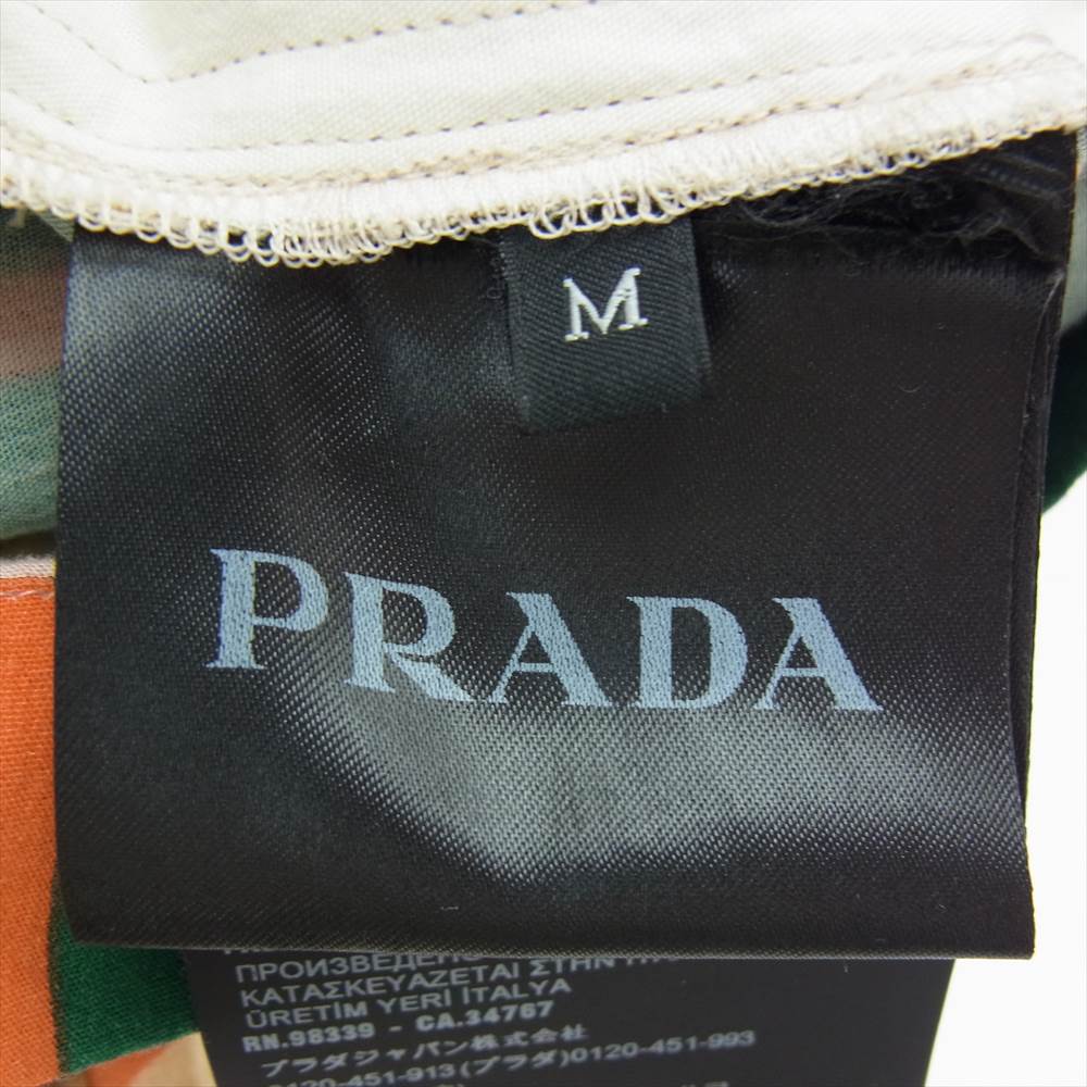 PRADA プラダ 22SS SC567_10EN_F077U_S_221 国内正規品 エメラルドグリーン プリント コットン ショート ジャンプスーツ オレンジ系 グリーン系 ベージュ系 M【中古】