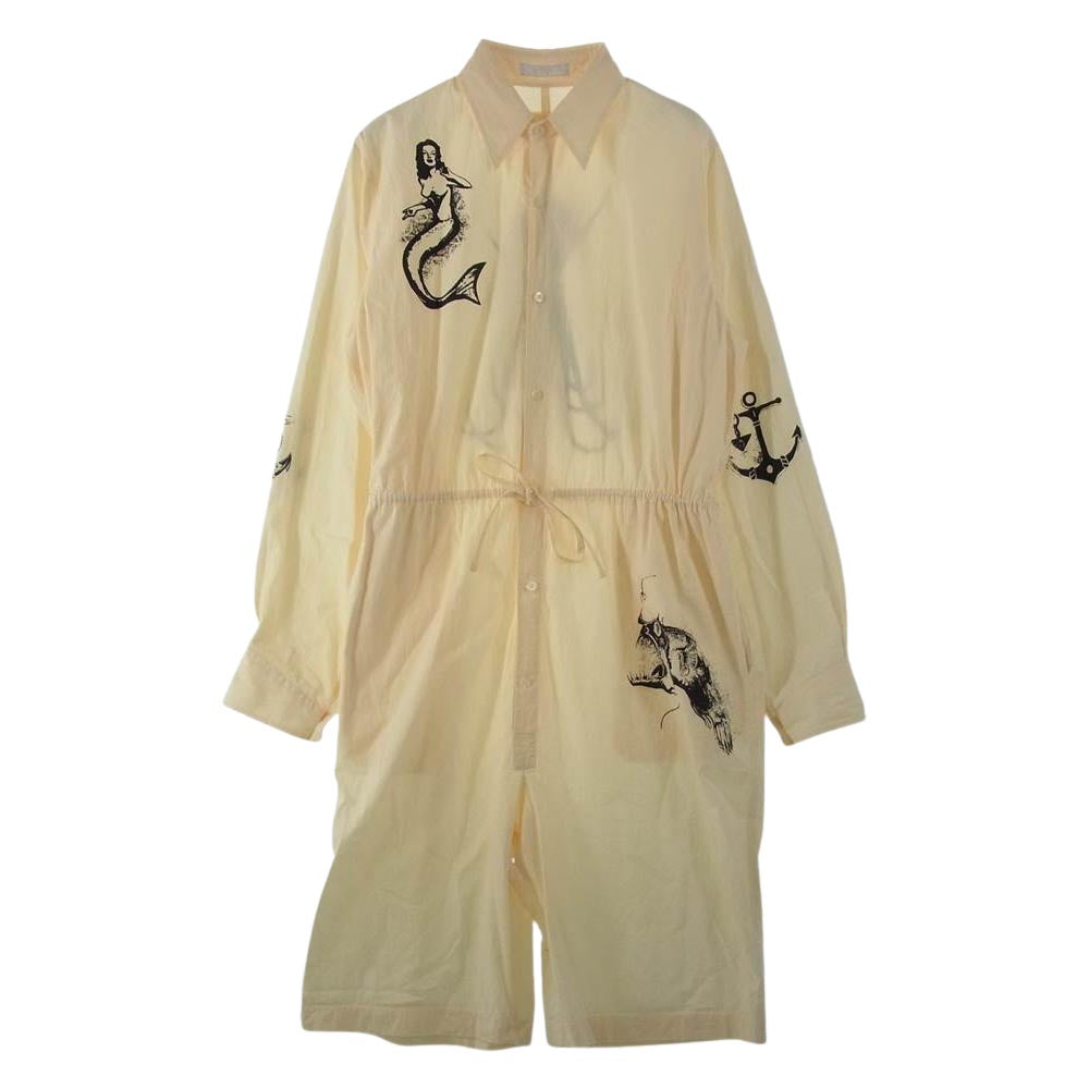 PRADA プラダ 22SS SC567_10HO_F0304_S_221 国内正規品 アイボリー プリント コットン ショート ジャンプスーツ オフホワイト系 M【中古】