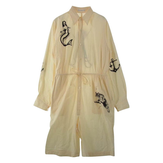 PRADA プラダ 22SS SC567_10HO_F0304_S_221 国内正規品 アイボリー プリント コットン ショート ジャンプスーツ オフホワイト系 M【中古】