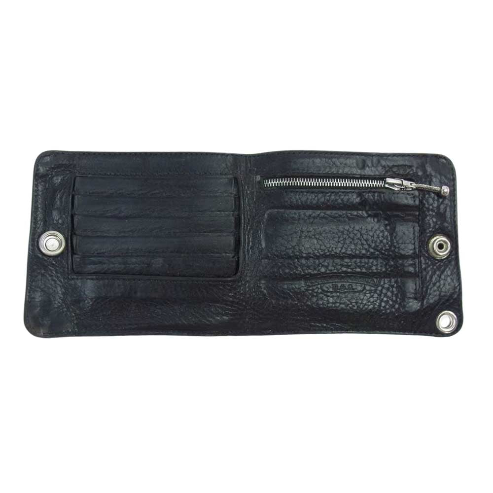 CHROME HEARTS クロムハーツ（原本有） 1SNAP 1スナップ クロスボールボタン レザー ウォレット ブラック系【中古】