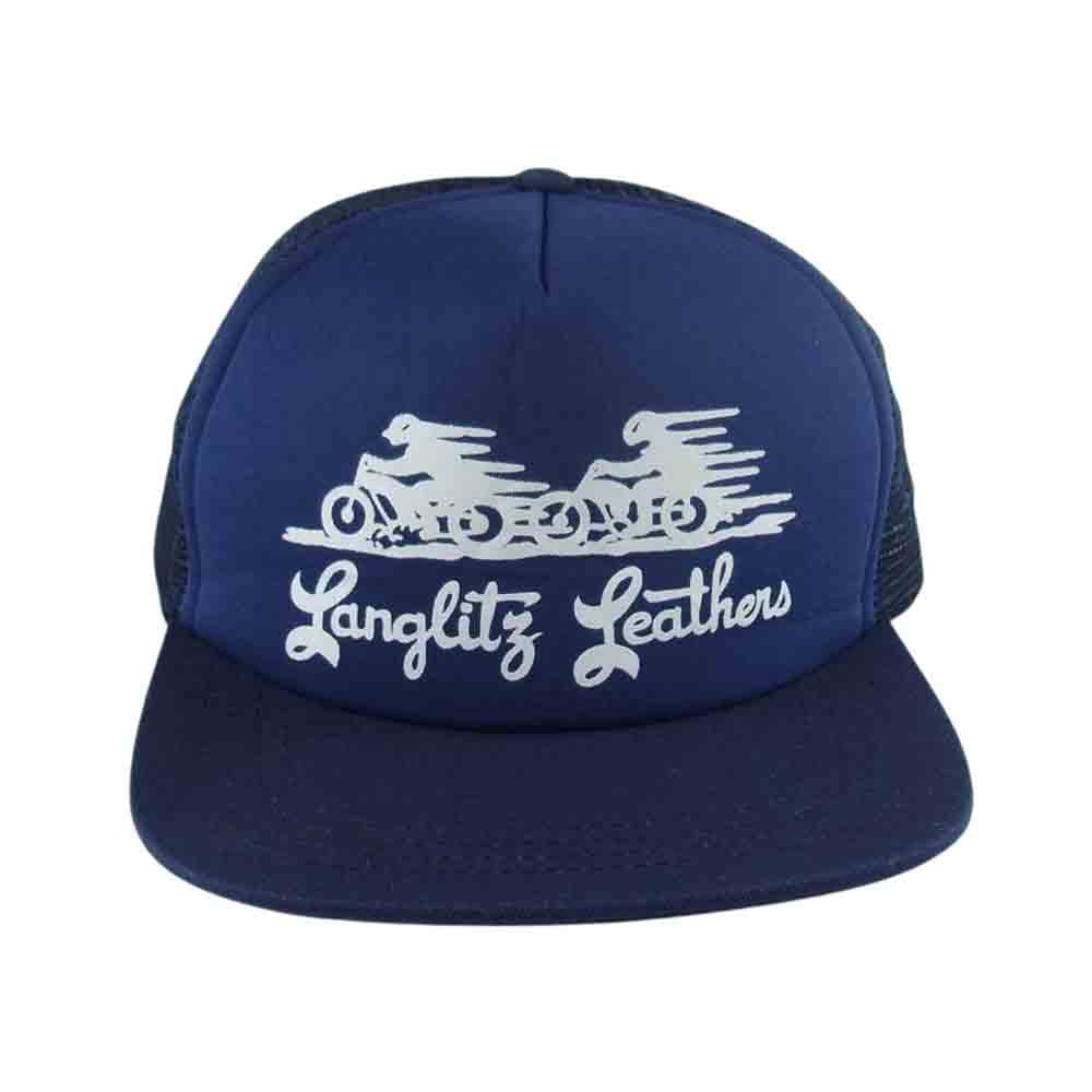 LANGLITZ LEATHERS ラングリッツレザーズ LOGO MESH CAP ロゴ メッシュ キャップ ネイビー インディゴブルー系【中古】