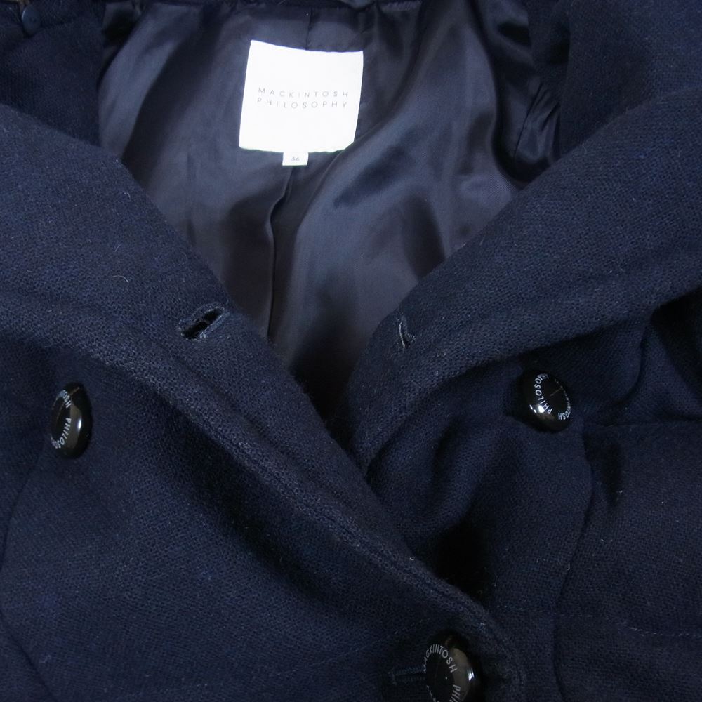 MACKINTOSH PHILOSOPHY マッキントッシュフィロソフィー H5A08-851-29 ラビットファー ダウン Pコート ネイビー系 36【中古】