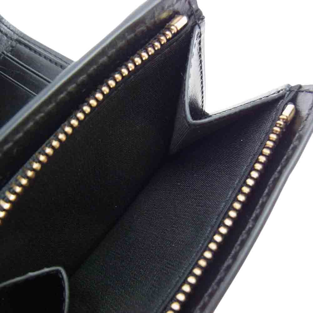 VERSACE ヴェルサーチ 1002243 1A01444 5B15V ラ グレカ シグネチャー 三つ折り コンパクト ウォレット  ブラック系 カーキ系【美品】【中古】