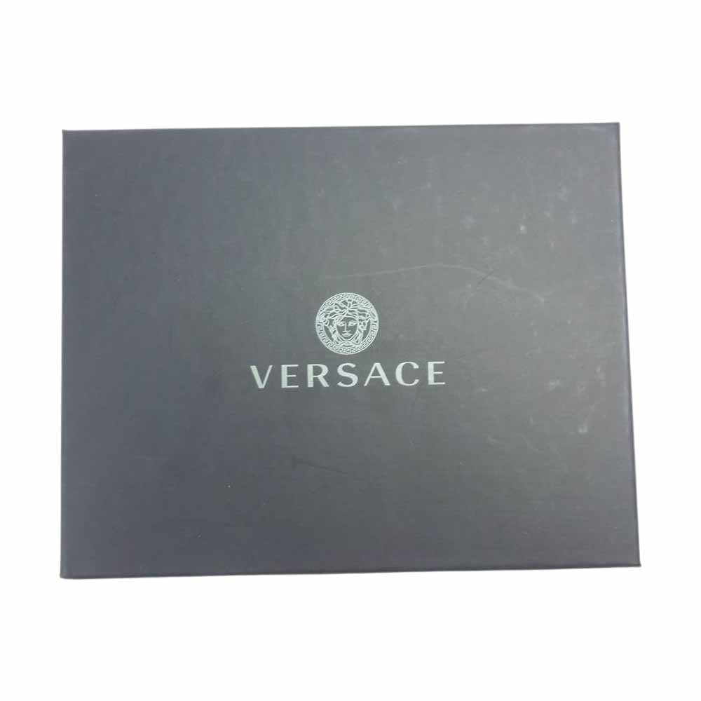 VERSACE ヴェルサーチ 1002243 1A01444 5B15V ラ グレカ シグネチャー 三つ折り コンパクト ウォレット  ブラック系 カーキ系【美品】【中古】
