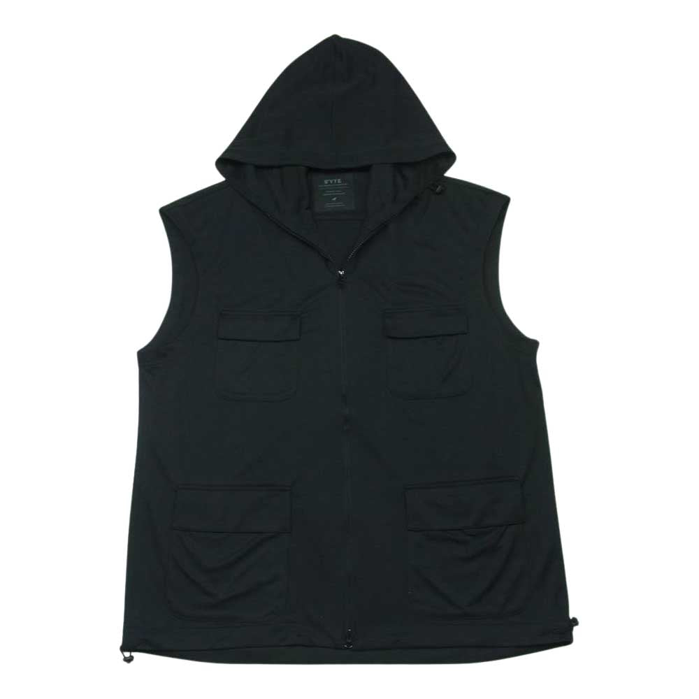 Yohji Yamamoto ヨウジヤマモト UQ-V03-906 S'YTE サイト Thin Smooth Jersey 4Pockets Military Food Vest 4ポケット ミリタリー フード ベスト ブラック系 3【美品】【中古】