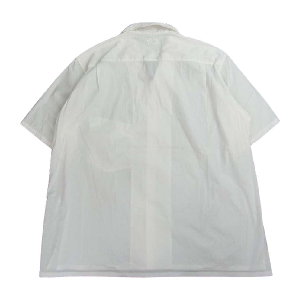 Yohji Yamamoto ヨウジヤマモト Y-3 ワイスリー FS2520 CLASSIC SHORT SLEEVE SHIRT クラシック ショートスリーブ 比翼 ジップカラー 半袖 シャツ ホワイト ホワイト系 L【中古】