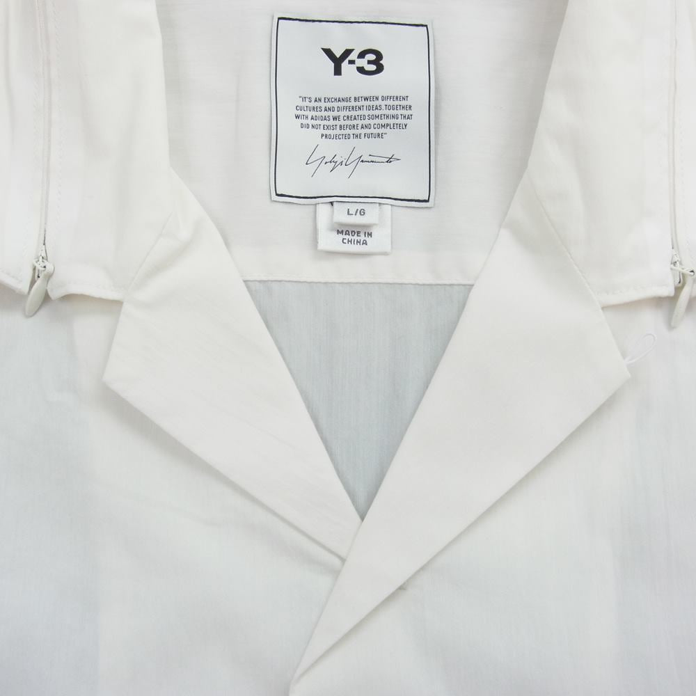 Yohji Yamamoto ヨウジヤマモト Y-3 ワイスリー FS2520 CLASSIC SHORT SLEEVE SHIRT クラシック ショートスリーブ 比翼 ジップカラー 半袖 シャツ ホワイト ホワイト系 L【中古】