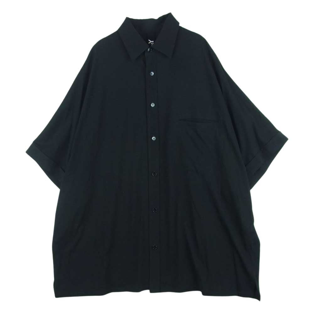 Yohji Yamamoto ヨウジヤマモト GroundY 22SS GG-B06-800 ヴィンテージデシン コンビネーション ドルマン ショートスリーブ 半袖 シャツ ブラック系 3【新古品】【未使用】【中古】