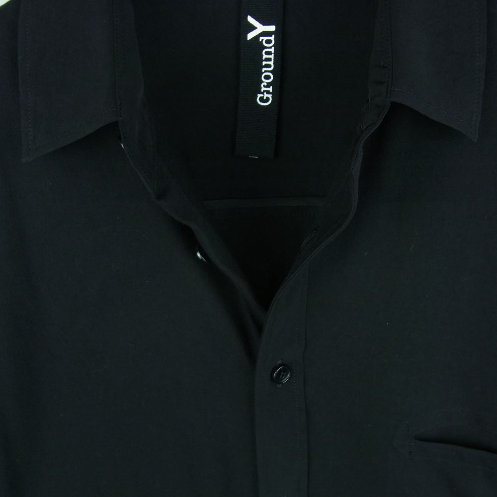 Yohji Yamamoto ヨウジヤマモト GroundY 22SS GG-B06-800 ヴィンテージデシン コンビネーション ドルマン ショートスリーブ 半袖 シャツ ブラック系 3【新古品】【未使用】【中古】