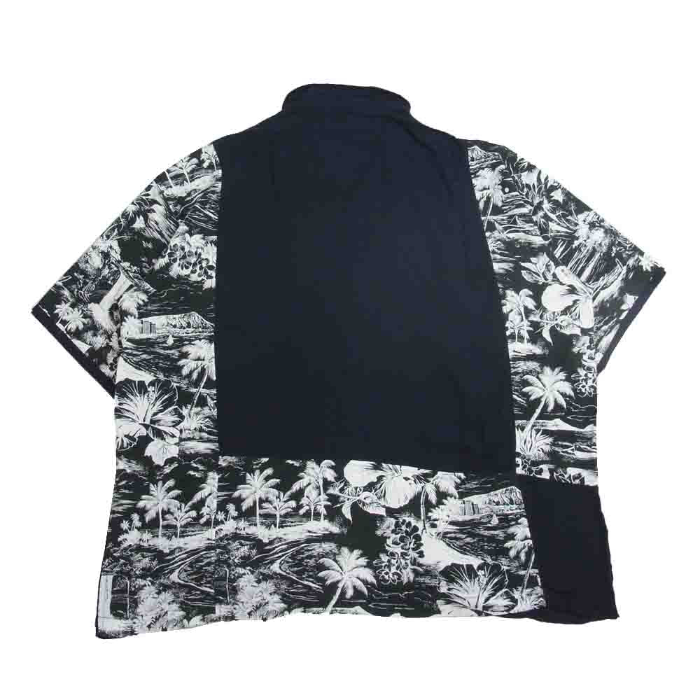 PORTER CLASSIC ポータークラシック 21SS ALOHA SHIRT PATCHWORK 刺繍 ワッペン付き パッチワーク レーヨン アロハシャツ ダークネイビー系 XL【中古】
