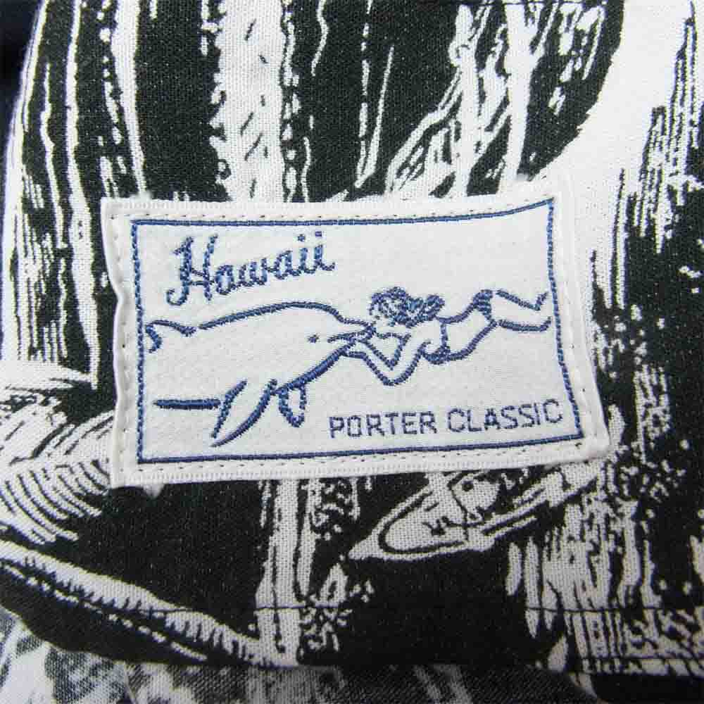 PORTER CLASSIC ポータークラシック 21SS ALOHA SHIRT PATCHWORK 刺繍 ワッペン付き パッチワーク レーヨン アロハシャツ ダークネイビー系 XL【中古】