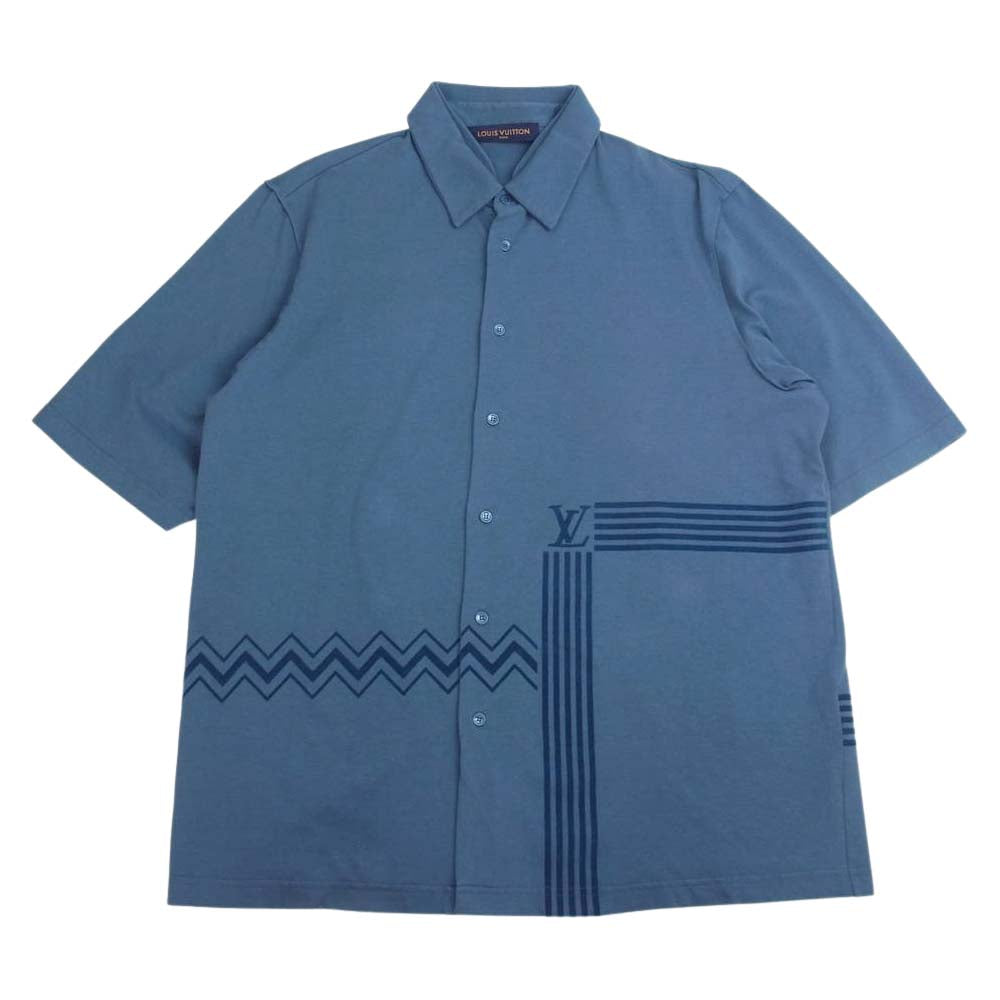 LOUIS VUITTON ルイ・ヴィトン 国内正規品 22SS RM222V NPL HNS01W 1AA4WX カラコラム フロック プリント ジャージー 半袖 シャツ ネイビー系 XL【中古】