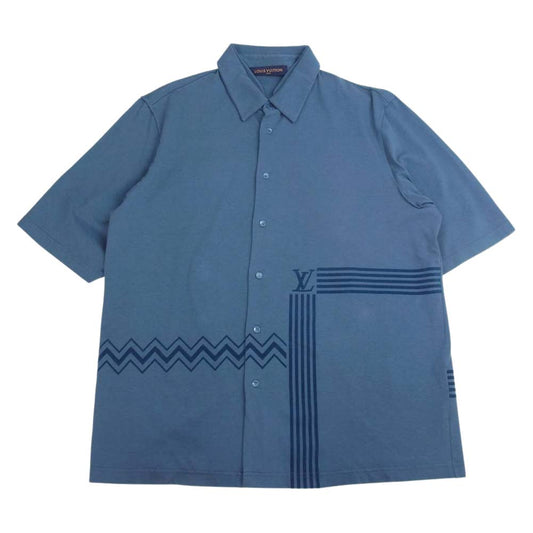 LOUIS VUITTON ルイ・ヴィトン 国内正規品 22SS RM222V NPL HNS01W 1AA4WX カラコラム フロック プリント ジャージー 半袖 シャツ ネイビー系 XL【中古】