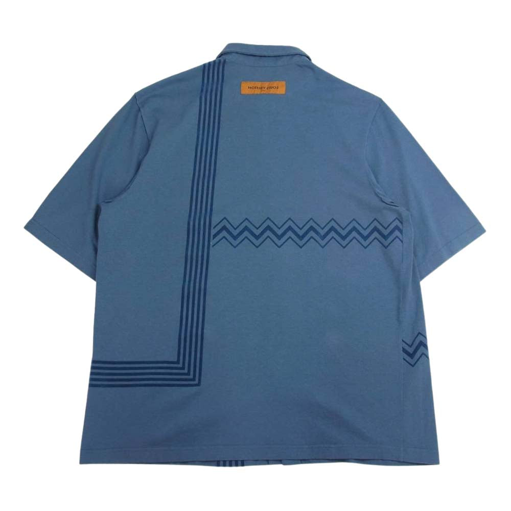 LOUIS VUITTON ルイ・ヴィトン 国内正規品 22SS RM222V NPL HNS01W 1AA4WX カラコラム フロック プリント ジャージー 半袖 シャツ ネイビー系 XL【中古】