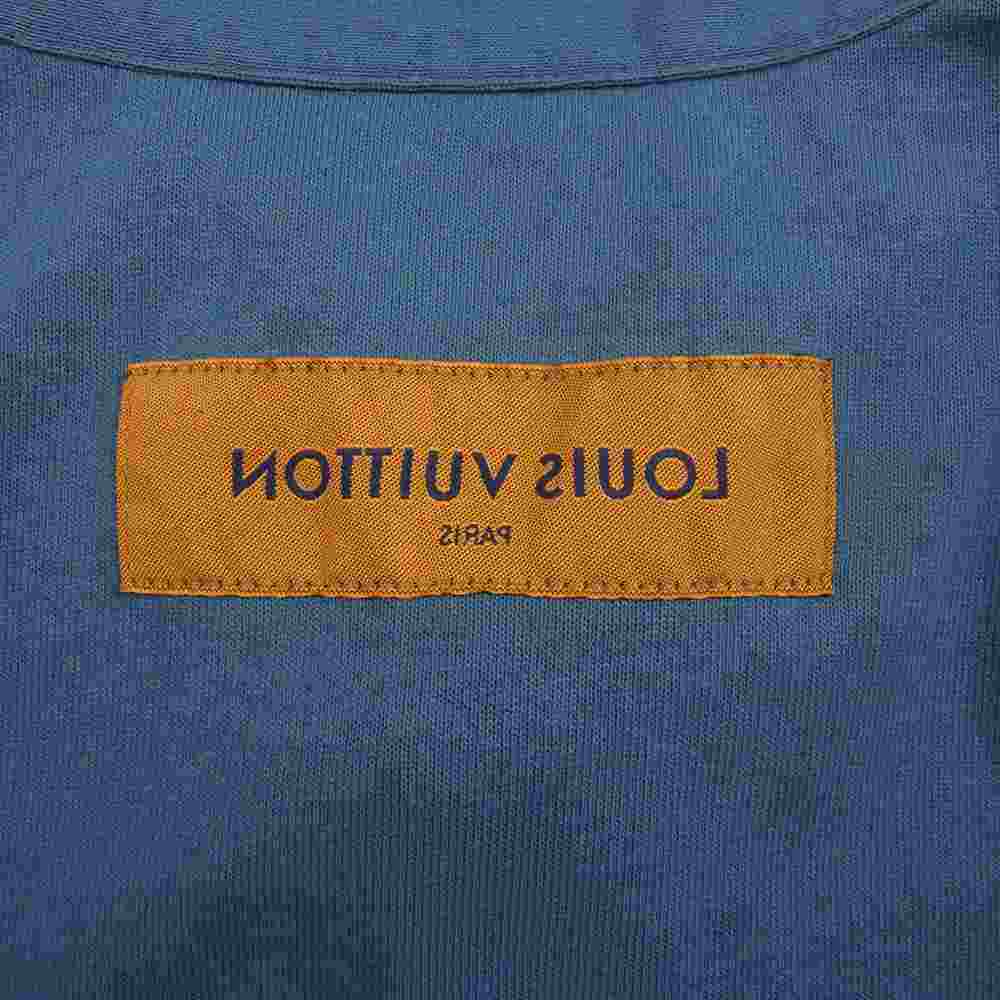LOUIS VUITTON ルイ・ヴィトン 国内正規品 22SS RM222V NPL HNS01W 1AA4WX カラコラム フロック プリント ジャージー 半袖 シャツ ネイビー系 XL【中古】
