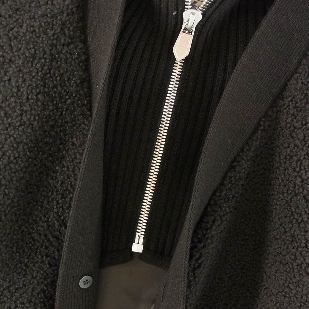 HERMES エルメス 21AW ウール カシミヤ ニット ムートン ブルゾン ブラック系 52【美品】【中古】