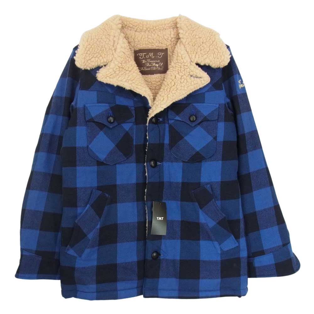 TMT ティーエムティー 19AW TJK-F1909 BUFFALO CHECK BOA RANCH COAT バッファロー チェック ボア ランチコート ジャケット ブルー系 S【新古品】【未使用】【中古】