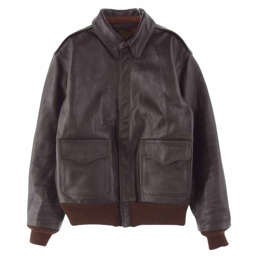The REAL McCOY'S ザリアルマッコイズ 23380 MJ14101 TYPE A-2 ROUGH WEAR ラフウエア 実名復刻 レザー フライト ジャケット ダークブラウン系 38【中古】