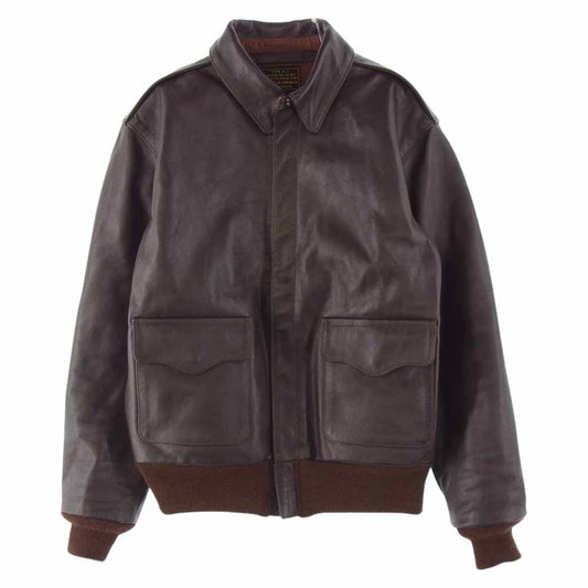 The REAL McCOY'S ザリアルマッコイズ 23380 MJ14101 TYPE A-2 ROUGH WEAR ラフウエア 実名復刻 レザー フライト ジャケット ダークブラウン系 38【中古】