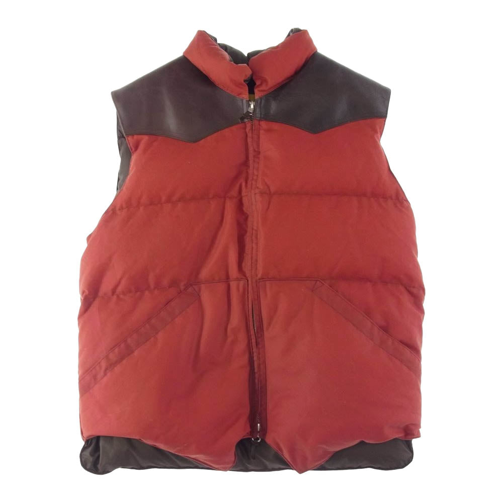 ブラックベアブランド × Crescent DownWorks クレセント ダウンワークス レザー ダウン ベスト ワインレッド系 M【中古】