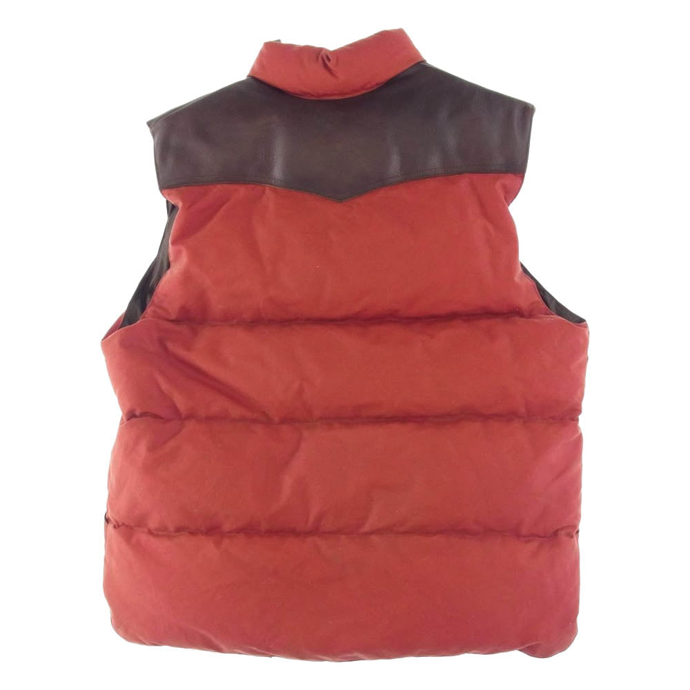 ブラックベアブランド × Crescent DownWorks クレセント ダウンワークス レザー ダウン ベスト ワインレッド系 M【中古】