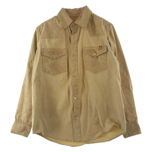 シップジョン Townes Waxed Canvas Shirt タウンズ ワックス キャンバス オイルド コットン シャツ オリーブ系 L【中古】