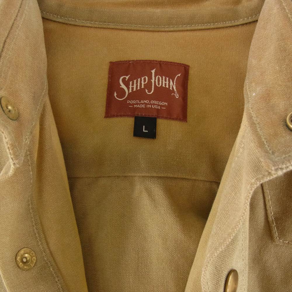 シップジョン Townes Waxed Canvas Shirt タウンズ ワックス キャンバス オイルド コットン シャツ オリーブ系 L【中古】