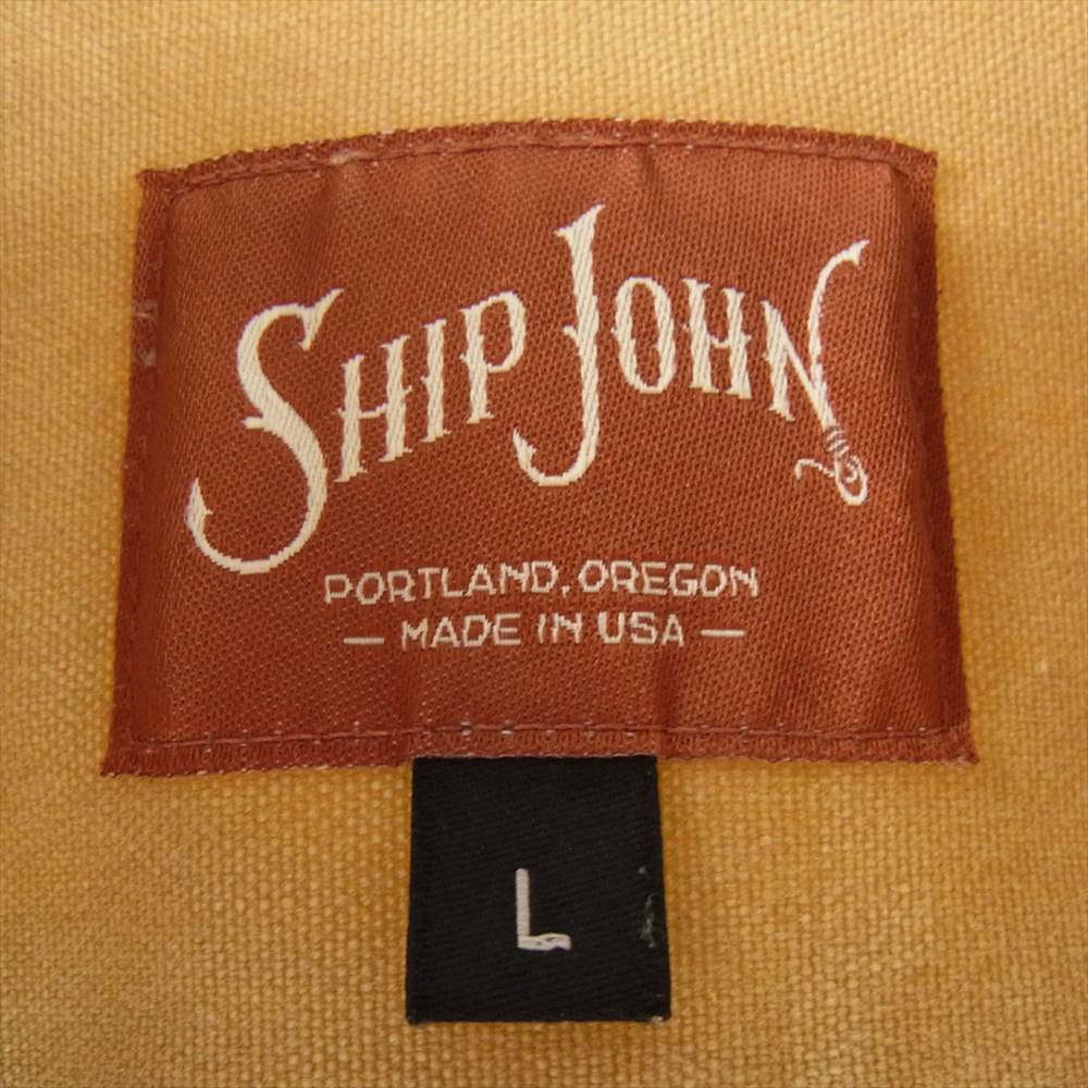 シップジョン Townes Waxed Canvas Shirt タウンズ ワックス キャンバス オイルド コットン シャツ オリーブ系 L【中古】