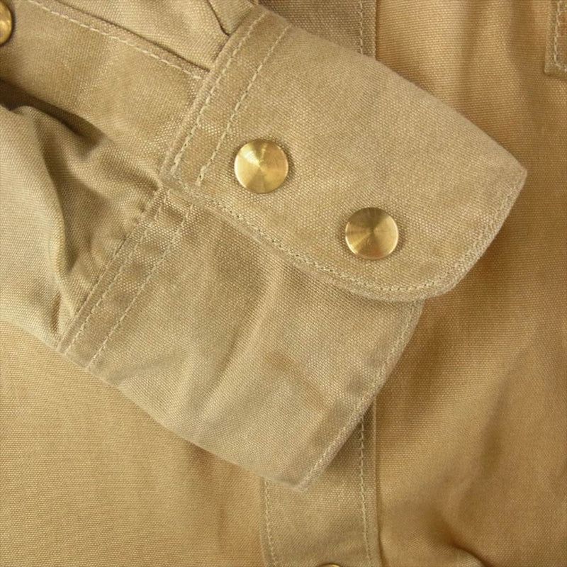 シップジョン Townes Waxed Canvas Shirt タウンズ ワックス キャンバス オイルド コットン シャツ オリーブ系 L –  ブランド古着 LIFE