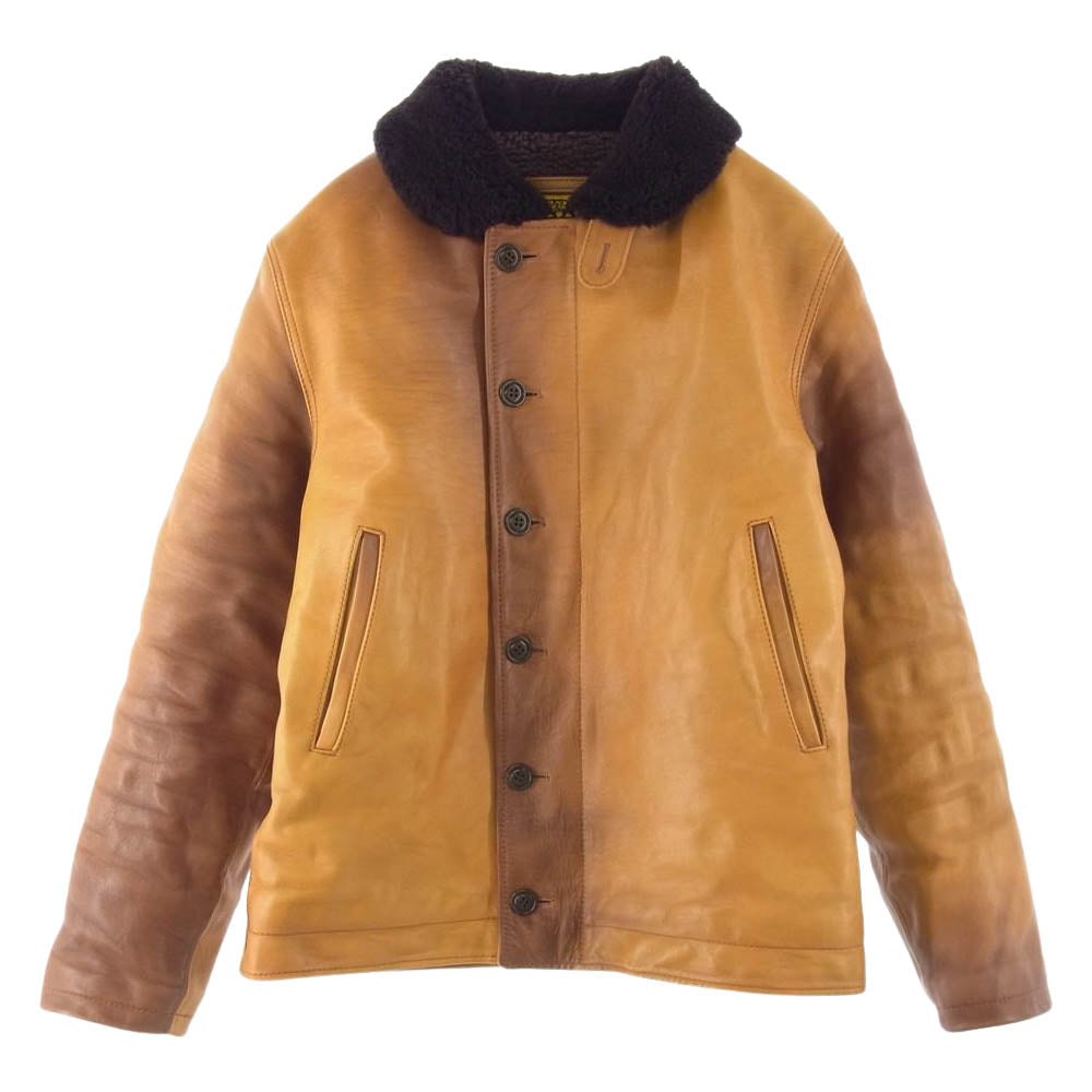 ブラックベアブランド × Y’2leather ワイツーレザー Horsehide N-1 Deck Jacket ホースハイド デッキ ジャケット ライトブラウン系 L【美品】【中古】