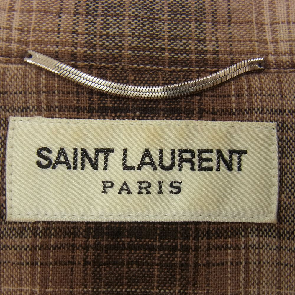 SAINT LAURENT サンローラン 392937 Y743J ケリング国内正規品 エディ期 オンブレチェック ウエスタン長袖シャツ ブラウン系 XS【美品】【中古】