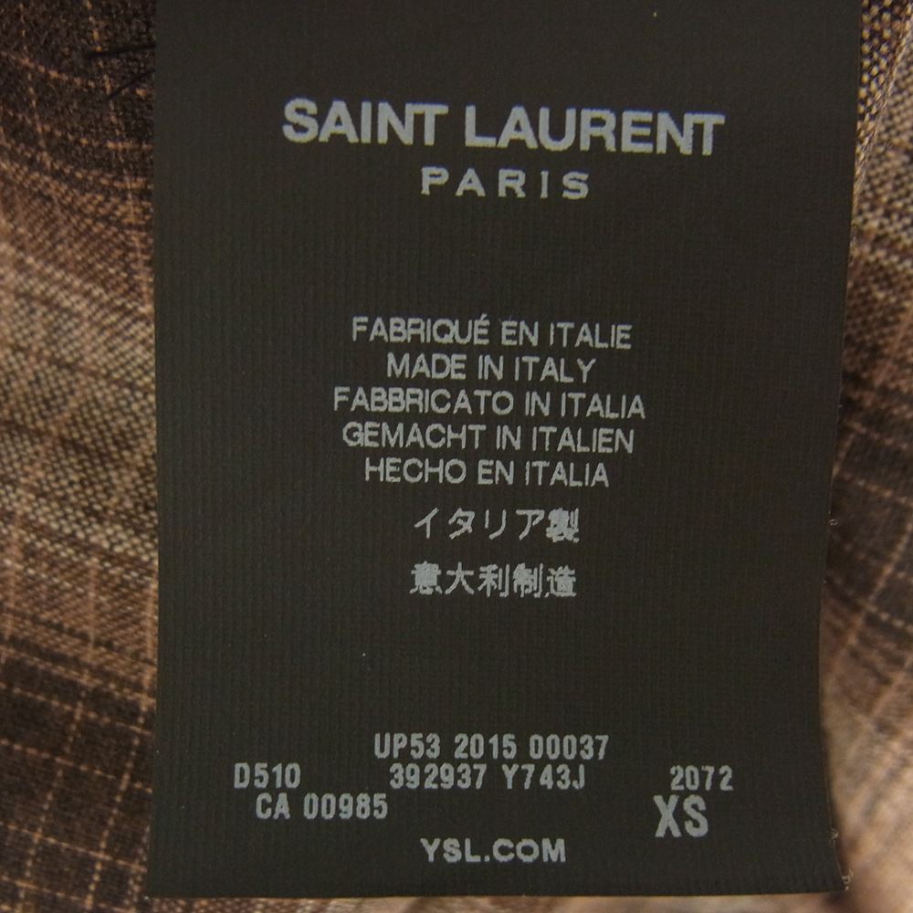 SAINT LAURENT サンローラン 392937 Y743J ケリング国内正規品 エディ期 オンブレチェック ウエスタン長袖シャツ ブラウン系 XS【美品】【中古】