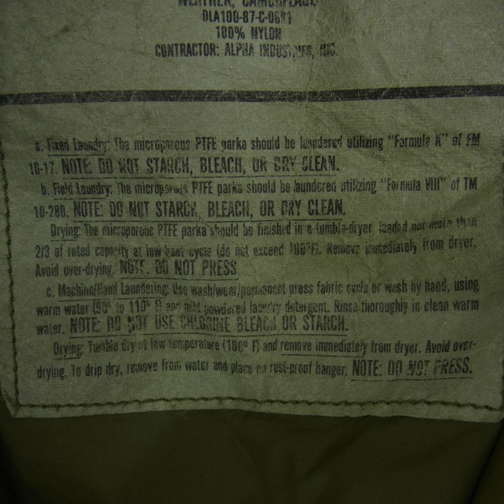 アメリカ軍 8415-01-228-1317 87年製 U.S. ARMY ECWCS GORE-TEX PARKA ゴアテックス パーカ ミリタリー ジャケット カーキ系 M【中古】