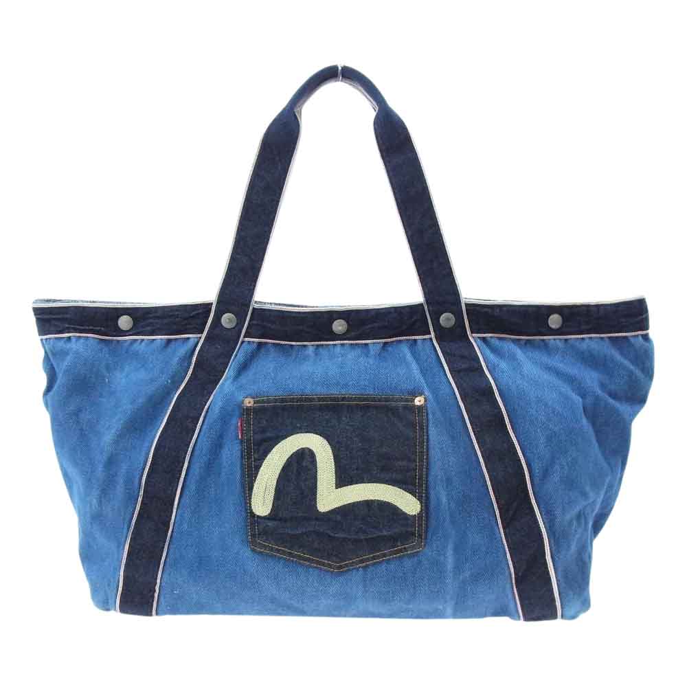 EVISU エヴィス カモメ ペンキ デニム トート バック インディゴブルー系【中古】