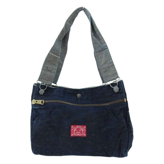 EVISU エヴィス カモメ ペンキ デニム ショルダー バック インディゴブルー系【中古】