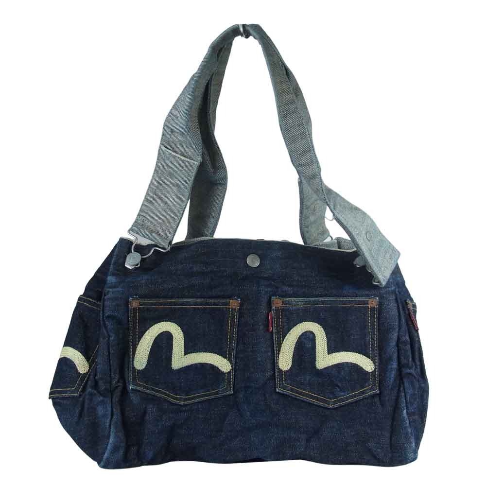 EVISU エヴィス カモメ ペンキ デニム ショルダー バック インディゴブルー系【中古】