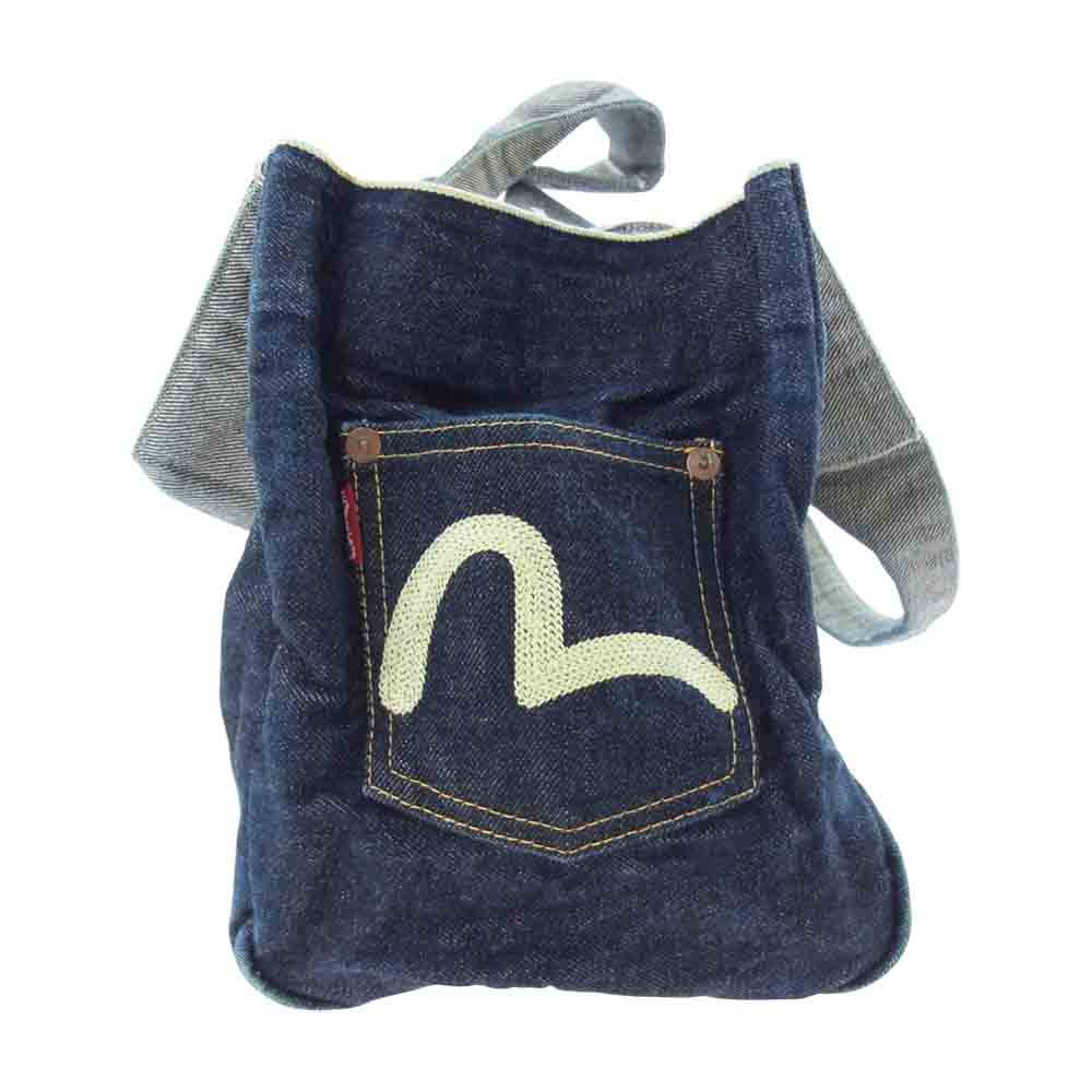 EVISU エヴィス カモメ ペンキ デニム ショルダー バック インディゴブルー系【中古】