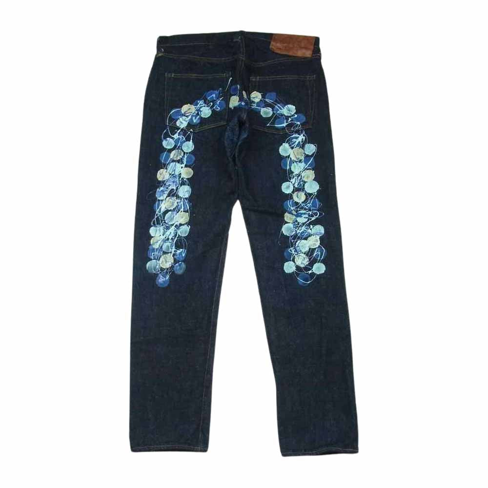 EVISU エヴィス 2000T 大黒 カモメ ペンキ ハンド ペイント ボタンフライ デニム パンツ インディゴブルー系 38 × 32【中古】