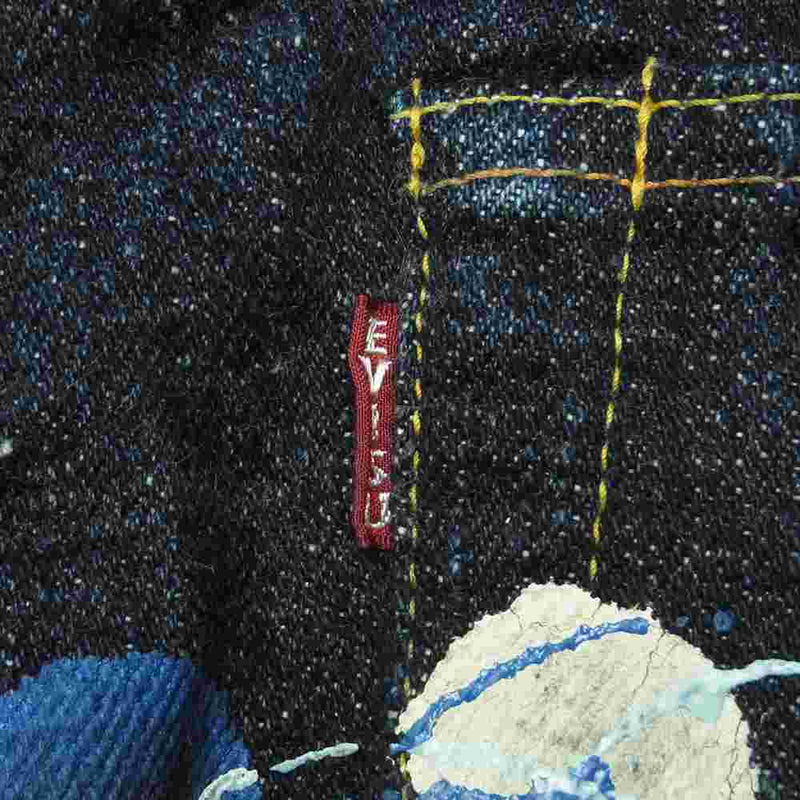 EVISU エヴィス 2000T 大黒 カモメ ペンキ ハンド ペイント ボタンフライ デニム パンツ インディゴブルー系 38 × 32【中古】