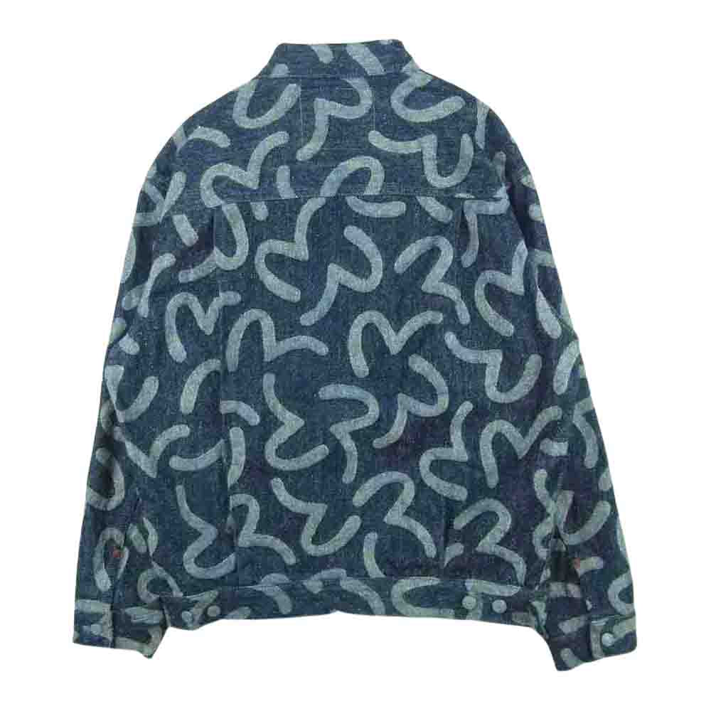 EVISU エヴィス Lot. 1507 カモメ 刺繍 総柄 ネップ 2nd タイプ デニム ジャケット インディゴブルー系 44【中古】