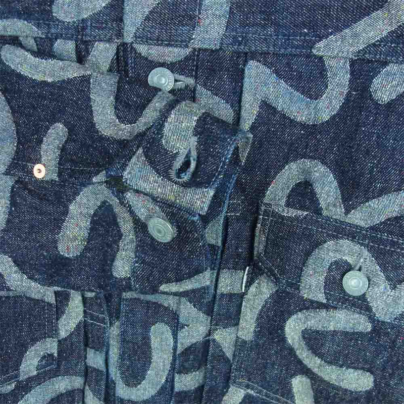 【希少】EVISU パーカー風 チェックシャツ 龍 カモメ 刺繍 ブルー S
