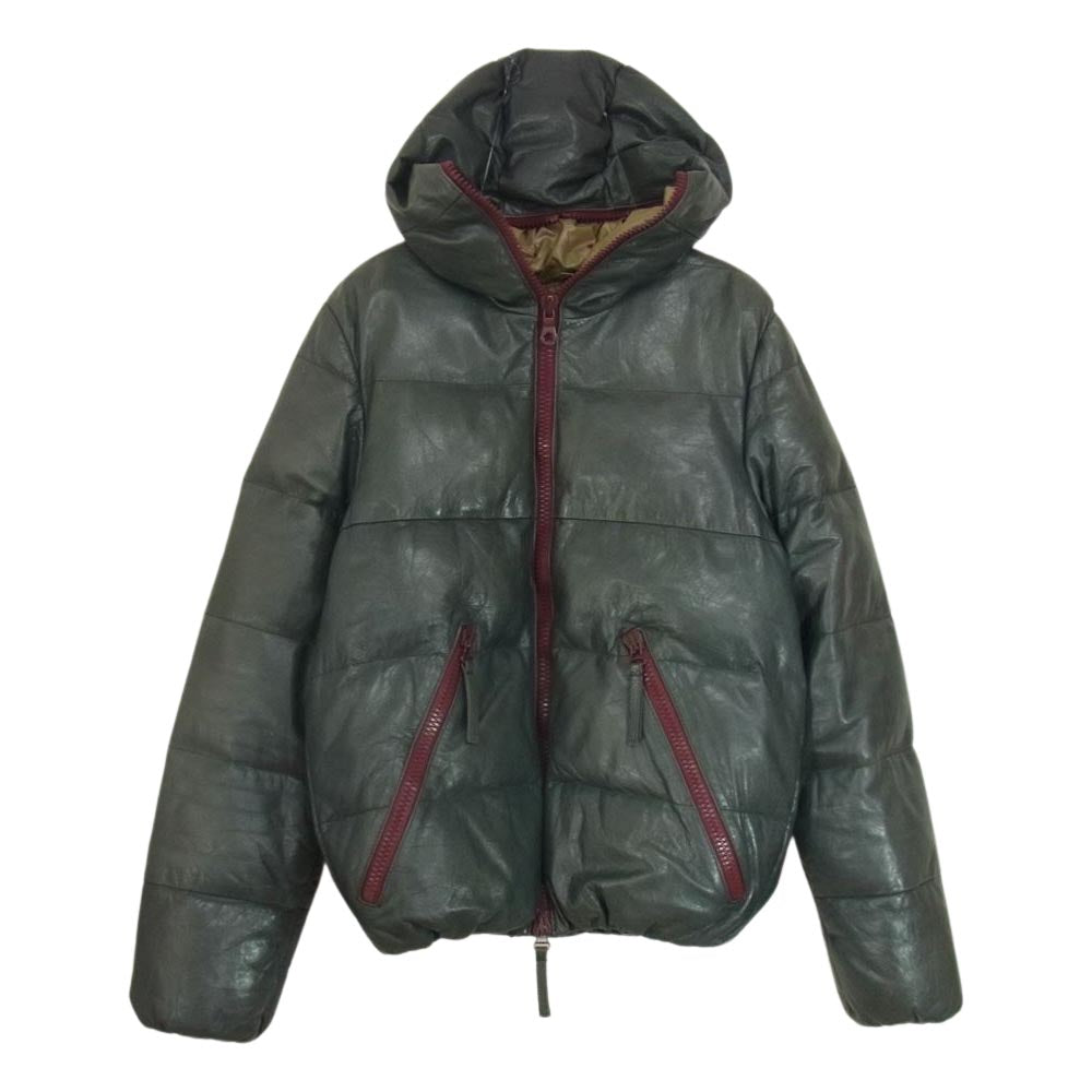 DUVETICA デュベティカ 国内正規品 Dionisio ディニシオ フルジップ レザー ダウン ジャケット グレー系 46【中古】