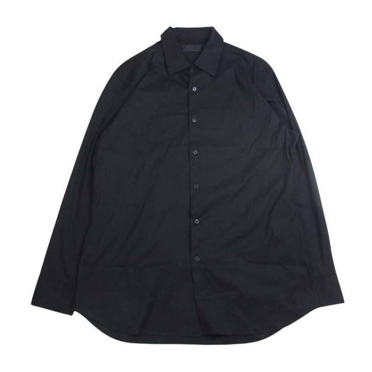 PRADA プラダ UCM608 F62 国内正規品 ワイドスプレッドカラー 長袖 シャツ ブラック ブラック系 43【美品】【中古】