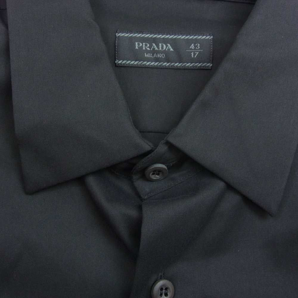 PRADA プラダ UCM608 F62 国内正規品 ワイドスプレッドカラー 長袖 シャツ ブラック ブラック系 43【美品】【中古】