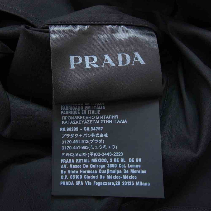 PRADA プラダ UCM608 F62 国内正規品 ワイドスプレッドカラー 長袖 シャツ ブラック ブラック系 43【美品】【中古】