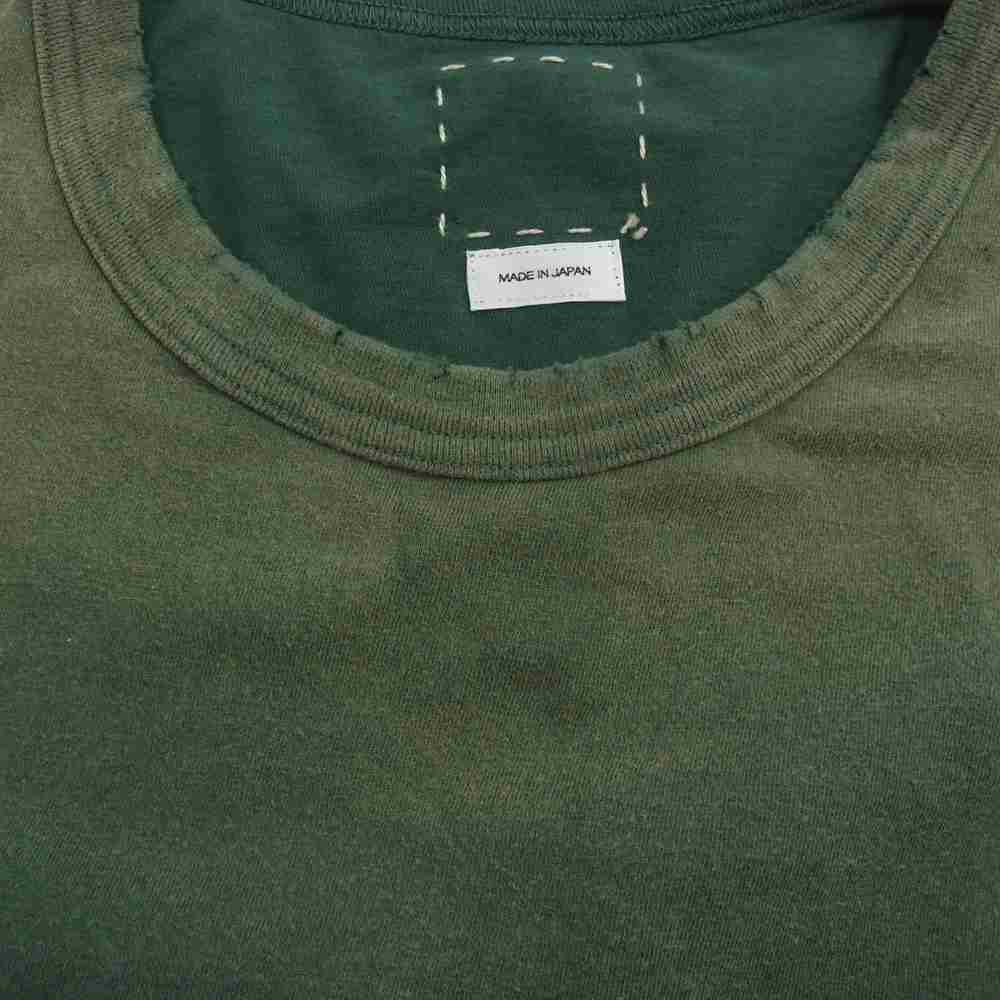 VISVIM ビズビム 0122205010013 22AW AMPLUS TEE S/S CRASH アンプラス クラッシュ ユーズド加工 半袖 Tシャツ グリーン系 5【中古】