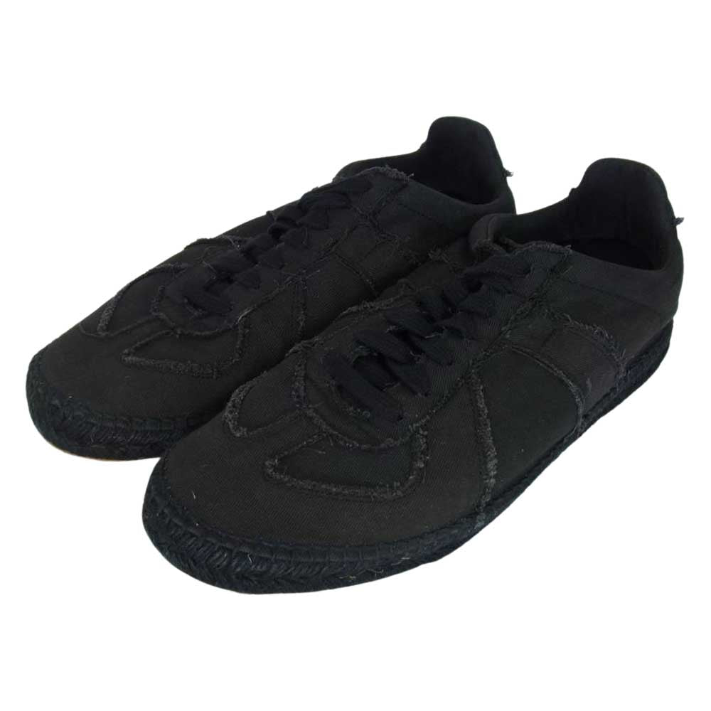 MAISON MARGIELA メゾンマルジェラ 22SS S57WS0445 P4766 Replica espadrilles レプリカ エスパドリーユ ジャーマントレーナー ローカットスニーカー ブラック系 44【美品】【中古】