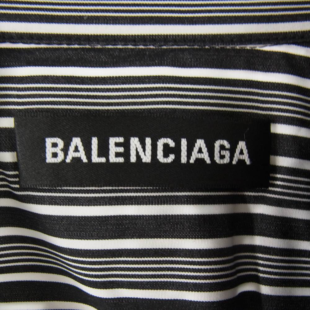 BALENCIAGA バレンシアガ 18SS 556878 TDM12 国内正規品  Poplin shirt バックロゴ ポプリン シャツ ブラック系 ホワイト系 38【美品】【中古】